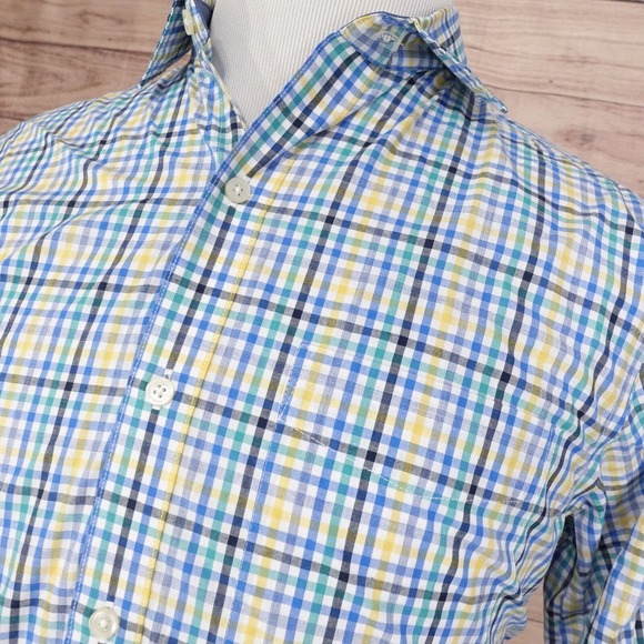 VAN HEUSEN ORIGINALS SLIM FIT GINGHAM CHECK BUTTON UP SHIRT M 15-15.5 - Picture 2 of 7